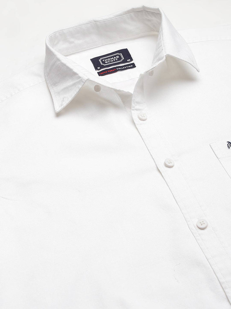 Thomas Scott Men White Slim Fit Pure Cotton Casual Sustainable Shirt