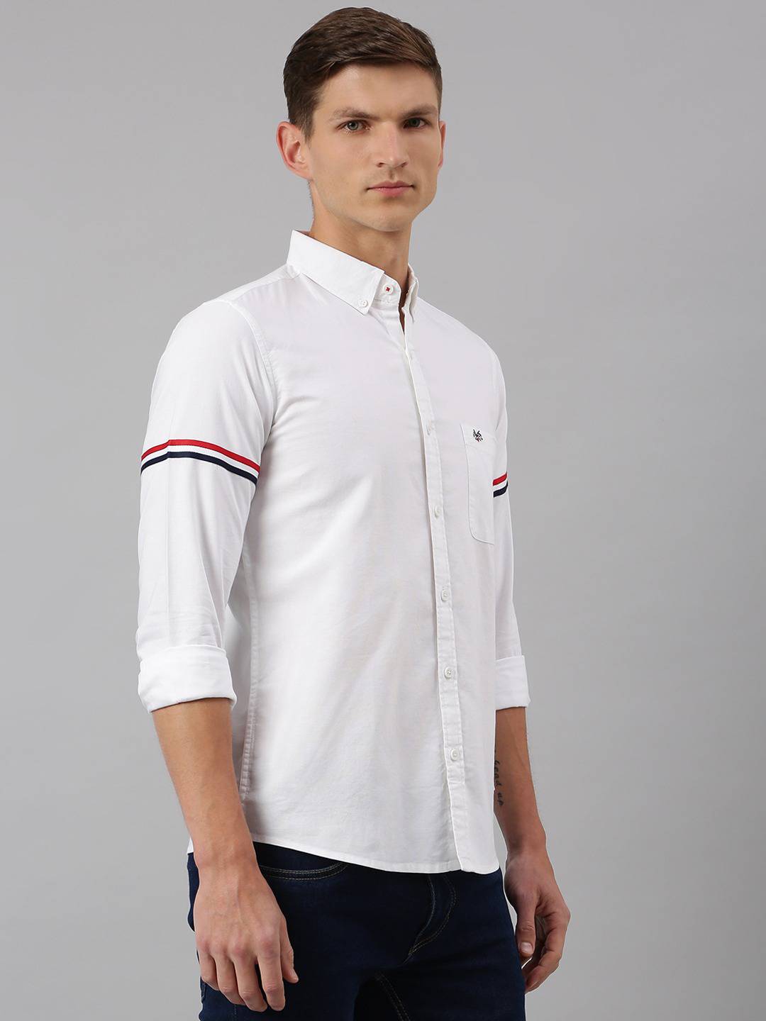 Thomas Scott Men White Slim Fit Pure Cotton Casual Sustainable Shirt