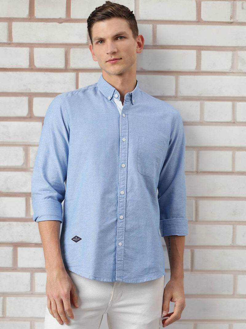 Thomas Scott Men Blue Slim Fit Pure Cotton Casual Sustainable Shirt