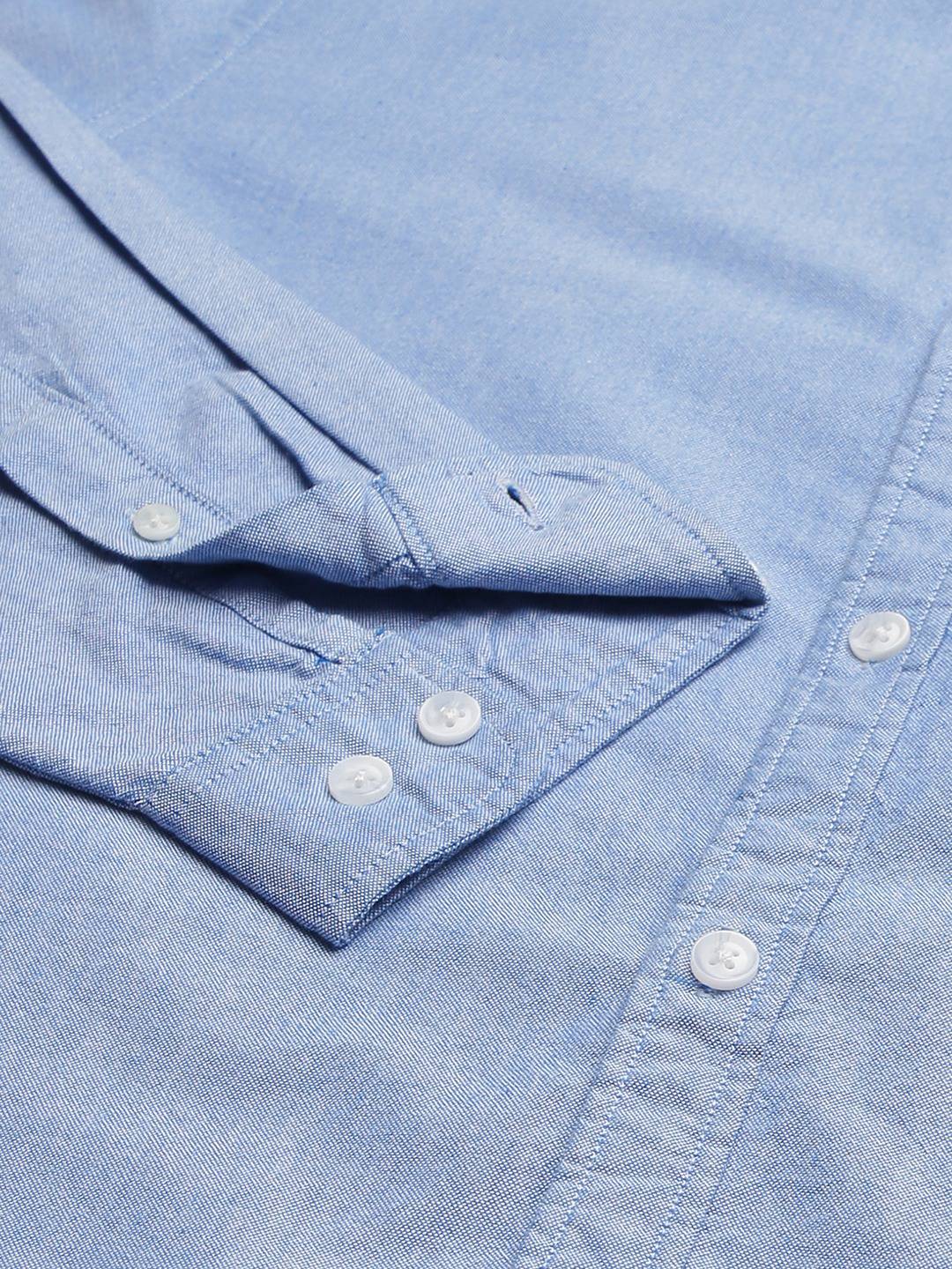 Thomas Scott Men Blue Slim Fit Pure Cotton Casual Sustainable Shirt