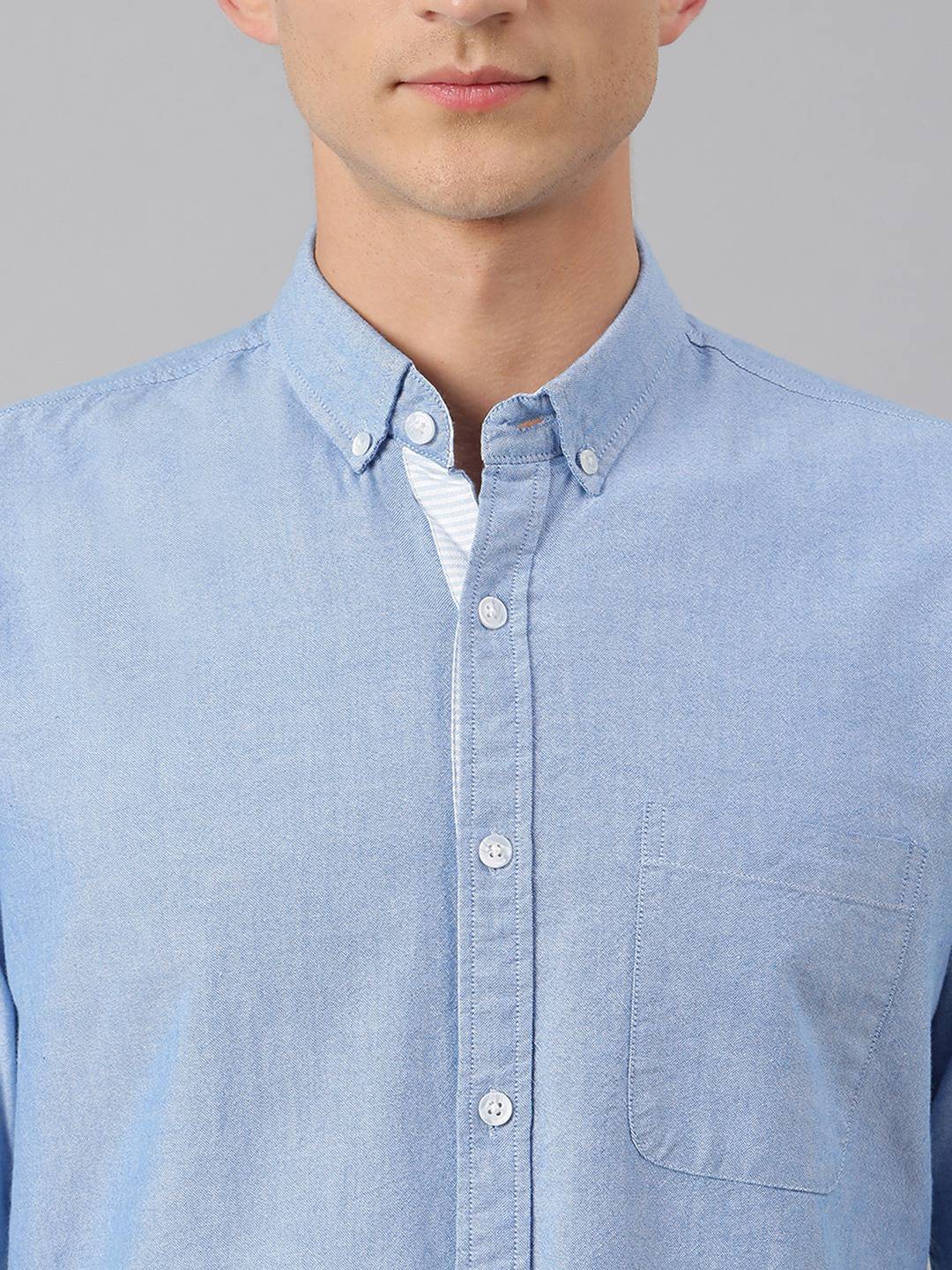 Thomas Scott Men Blue Slim Fit Pure Cotton Casual Sustainable Shirt