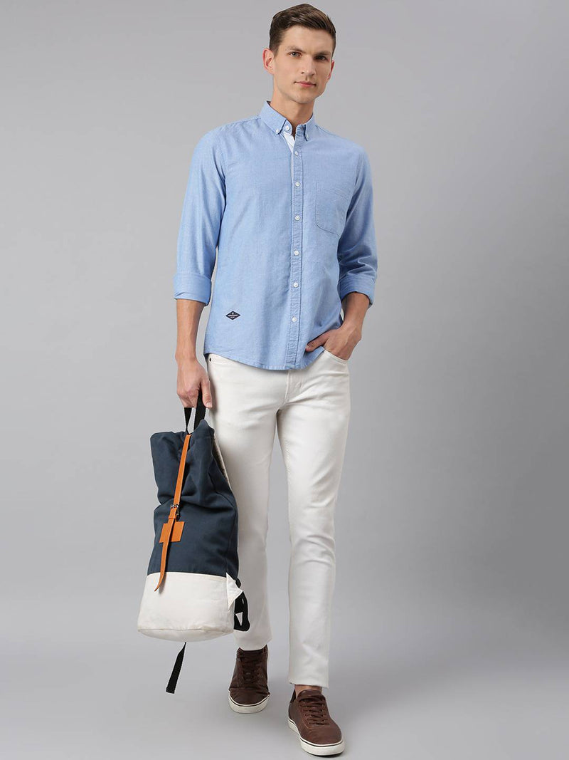 Thomas Scott Men Blue Slim Fit Pure Cotton Casual Sustainable Shirt