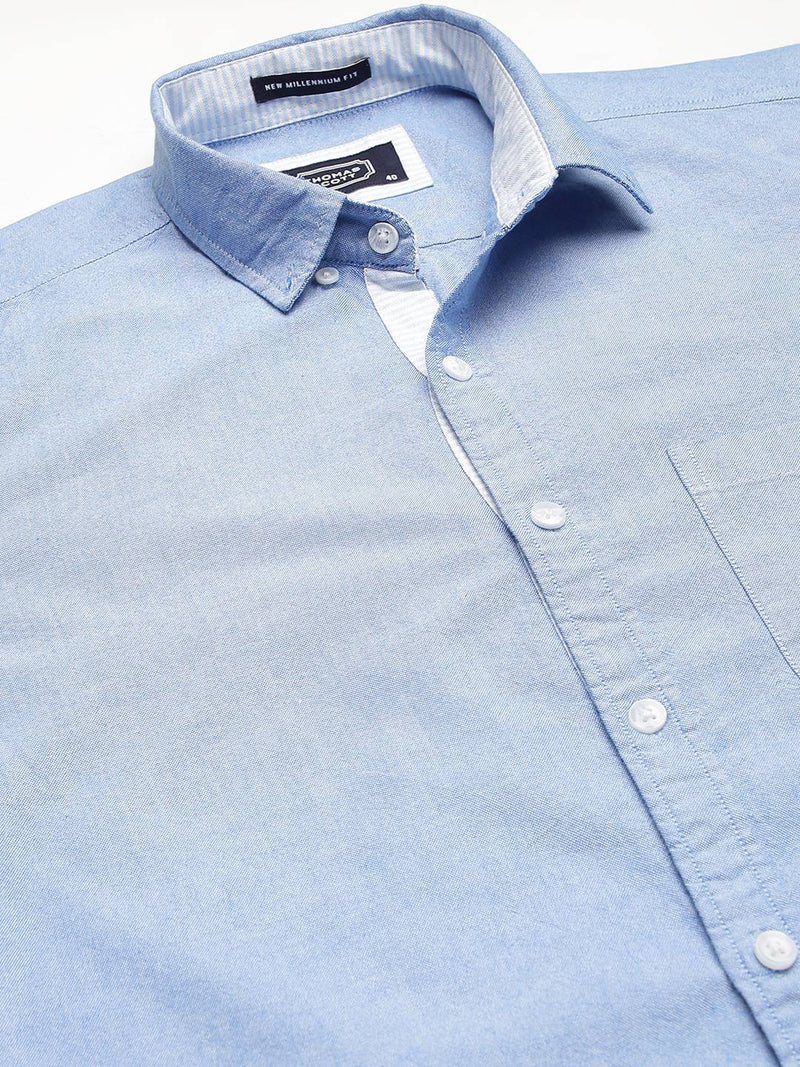 Thomas Scott Men Blue Slim Fit Pure Cotton Casual Sustainable Shirt