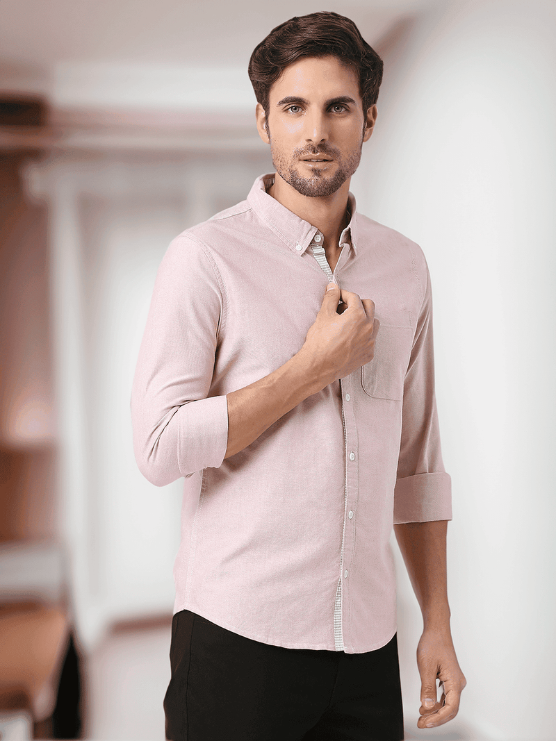 Thomas Scott Men Pure Cotton Button-Down Collar Smart Slim Fit Casual Shirt