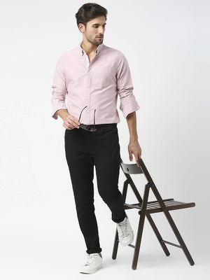 Red Pure Cotton Button-Down Collar Smart Slim Fit Casual Shirt For Men