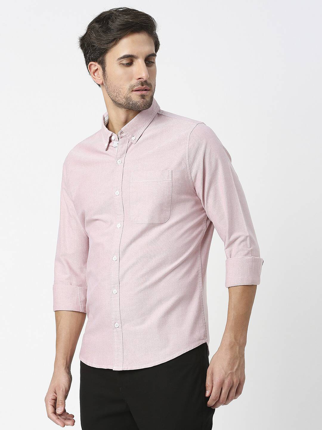 Thomas Scott Men Pure Cotton Button-Down Collar Smart Slim Fit Casual Shirt