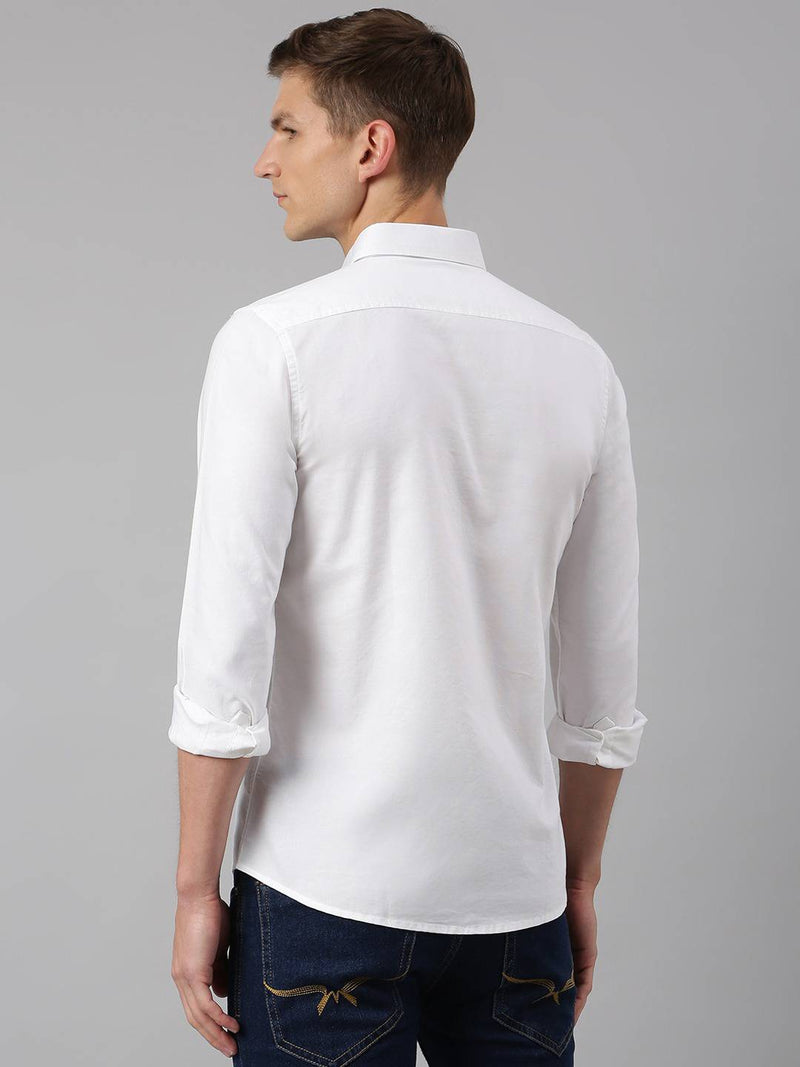 Thomas Scott Men White Slim Fit Cotton Casual Sustainable Shirt