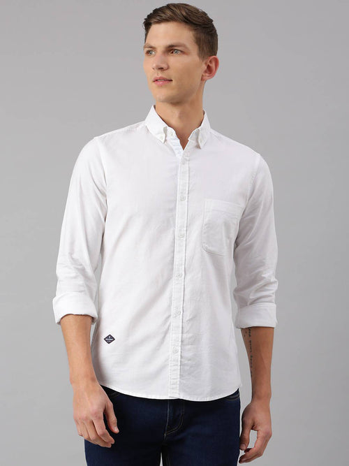 Thomas Scott Men White Slim Fit Cotton Casual Sustainable Shirt