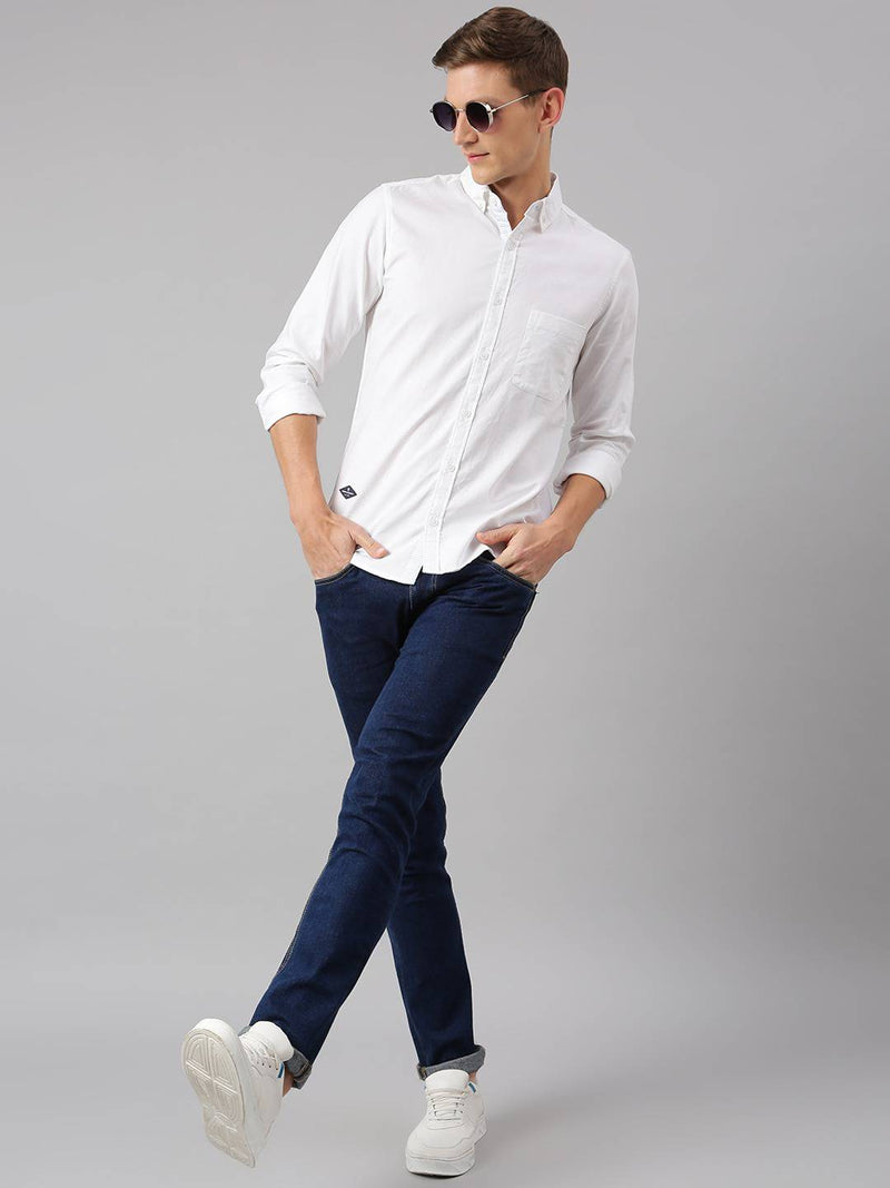 Thomas Scott Men White Slim Fit Cotton Casual Sustainable Shirt