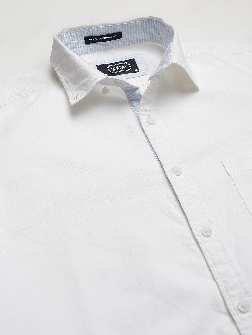 Thomas Scott Men White Slim Fit Cotton Casual Sustainable Shirt