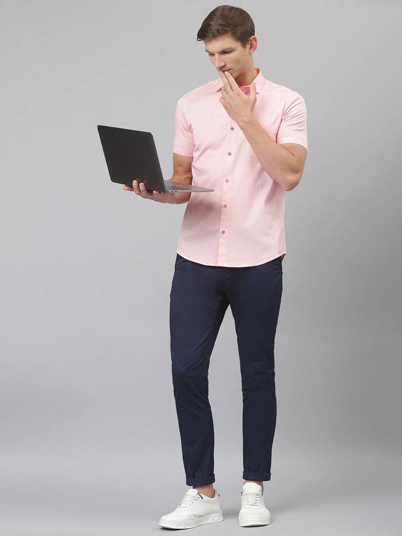 Thomas Scott Men Pink Slim Fit Cotton Casual Sustainable Shirt