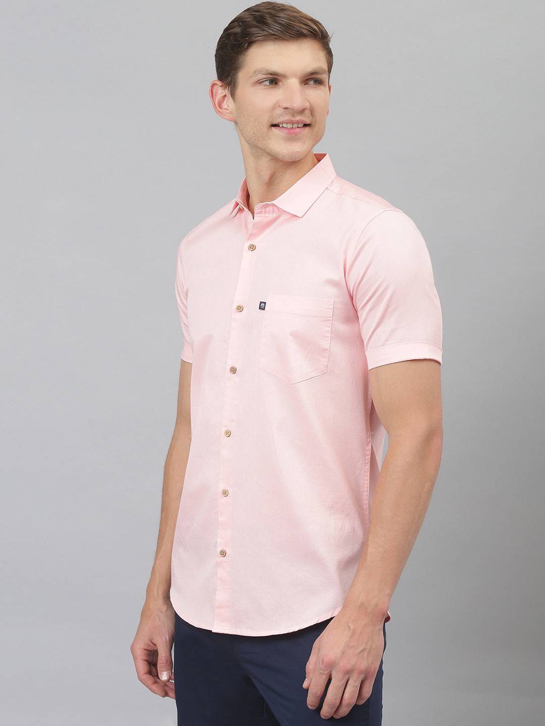 Thomas Scott Men Pink Slim Fit Cotton Casual Sustainable Shirt