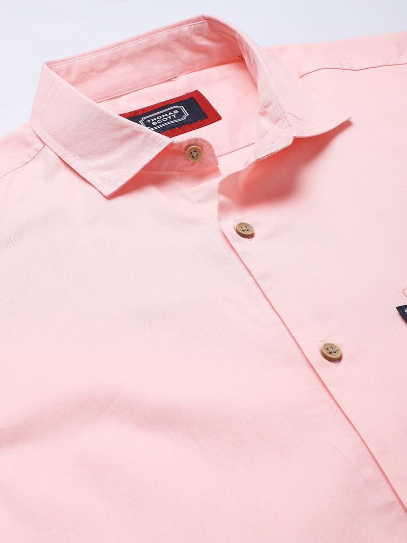 Thomas Scott Men Pink Slim Fit Cotton Casual Sustainable Shirt