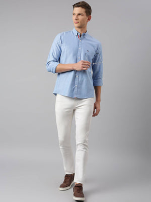 Thomas Scott Men Blue Slim Fit Pure Cotton Casual Sustainable Shirt