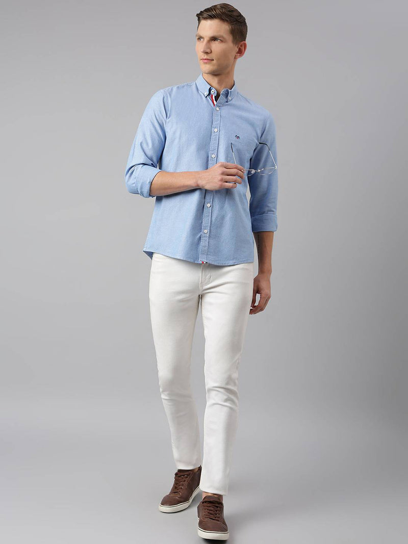 Thomas Scott Men Blue Slim Fit Pure Cotton Casual Sustainable Shirt