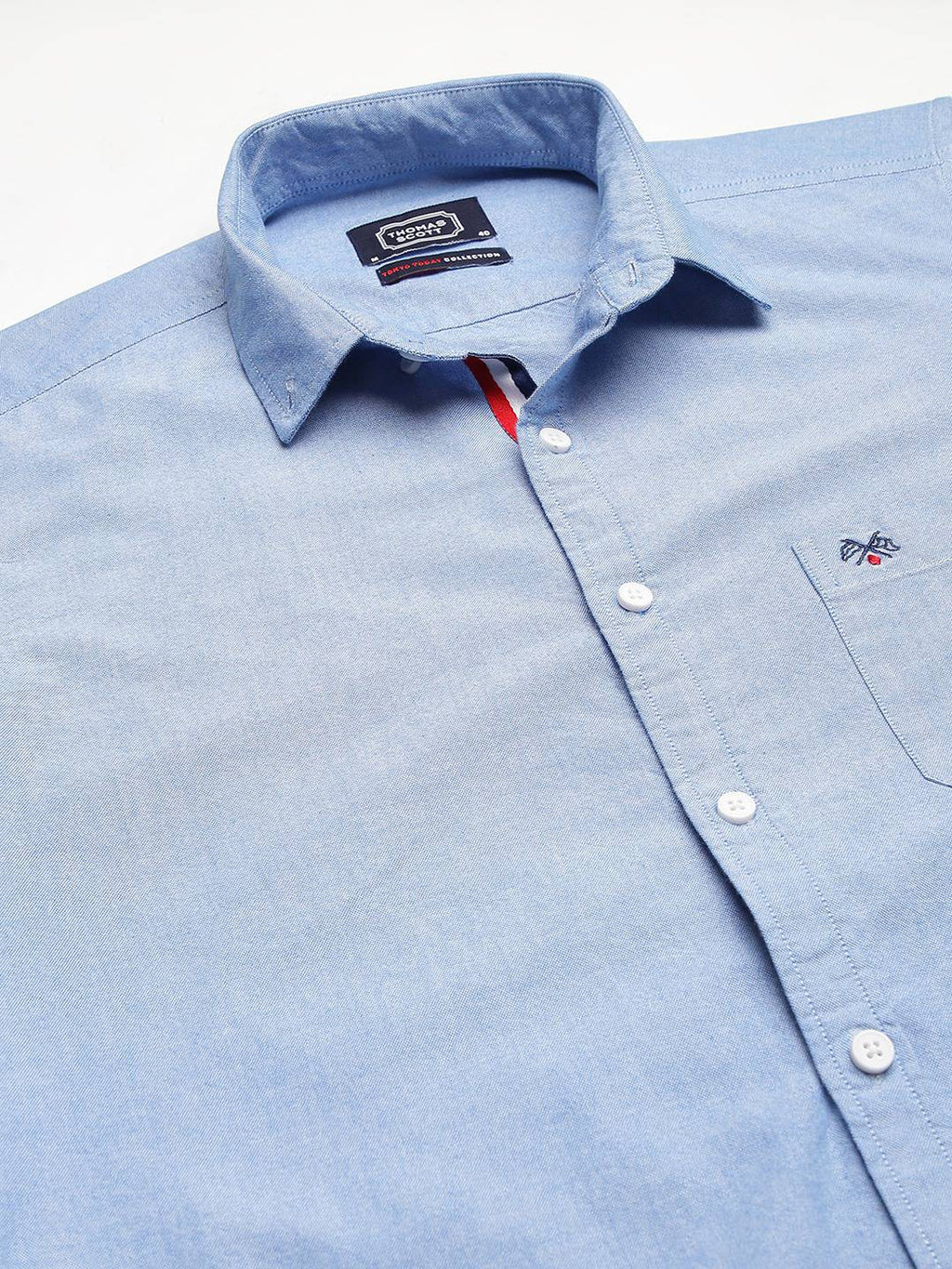 Thomas Scott Men Blue Slim Fit Pure Cotton Casual Sustainable Shirt