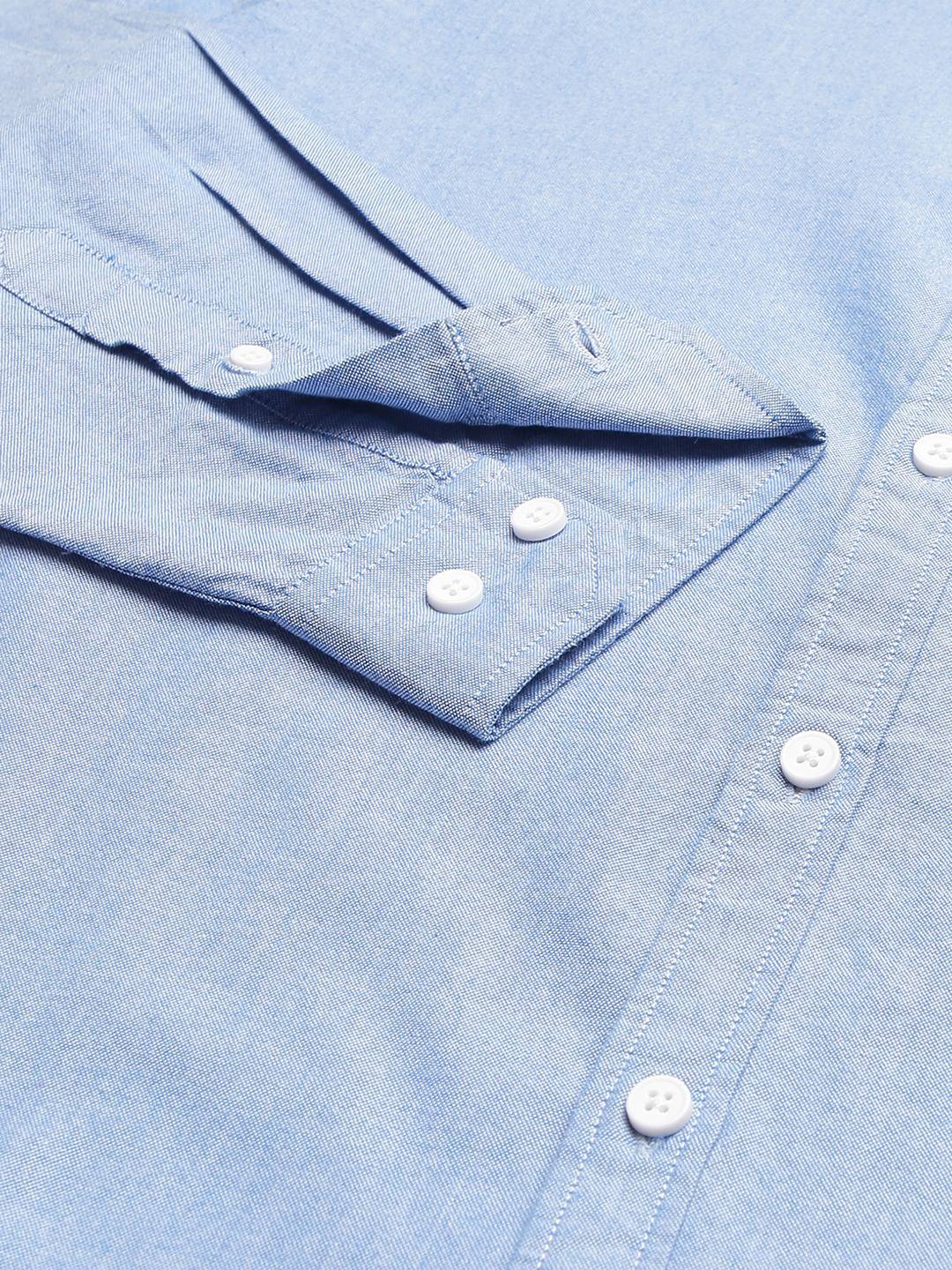 Thomas Scott Men Blue Slim Fit Pure Cotton Casual Sustainable Shirt