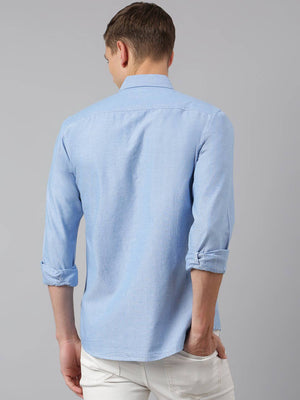 Thomas Scott Men Blue Slim Fit Pure Cotton Casual Sustainable Shirt