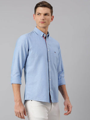 Thomas Scott Men Blue Slim Fit Pure Cotton Casual Sustainable Shirt
