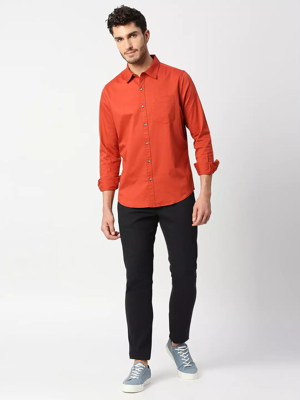 Thomas Scott Men Red Slim Fit Casual Cotton Shirt