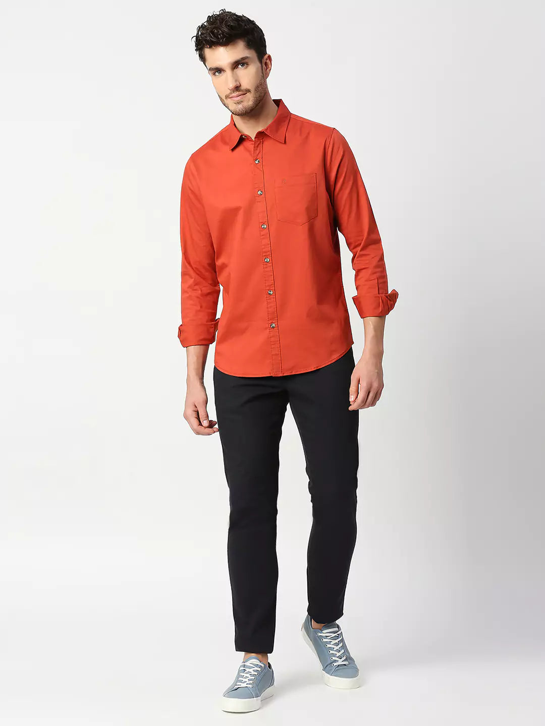Thomas Scott Men Red Slim Fit Casual Cotton Shirt
