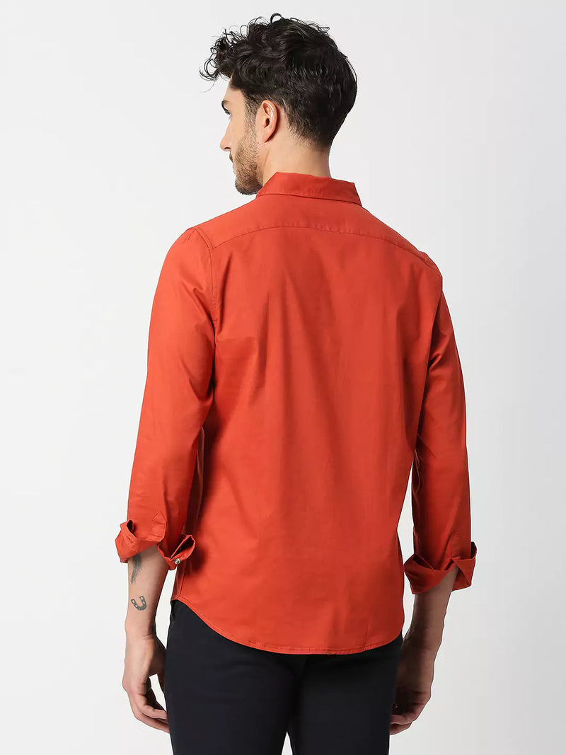 Thomas Scott Men Red Slim Fit Casual Cotton Shirt