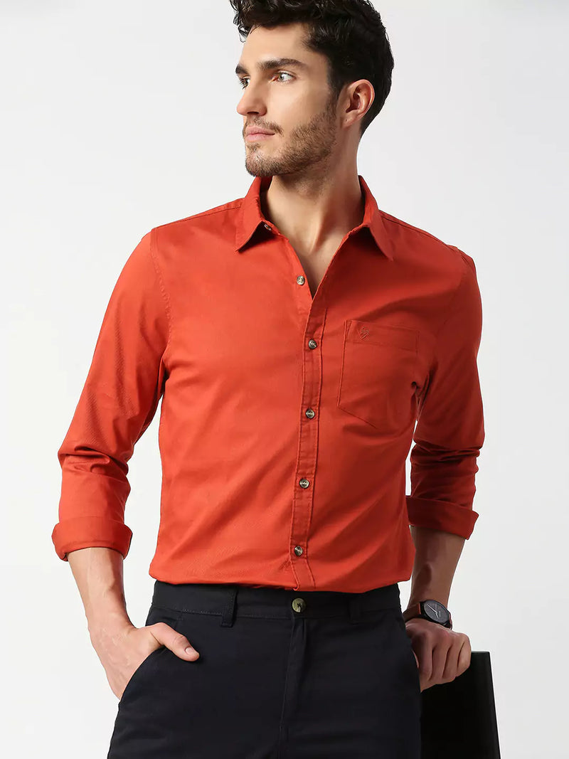 Thomas Scott Men Red Slim Fit Casual Cotton Shirt