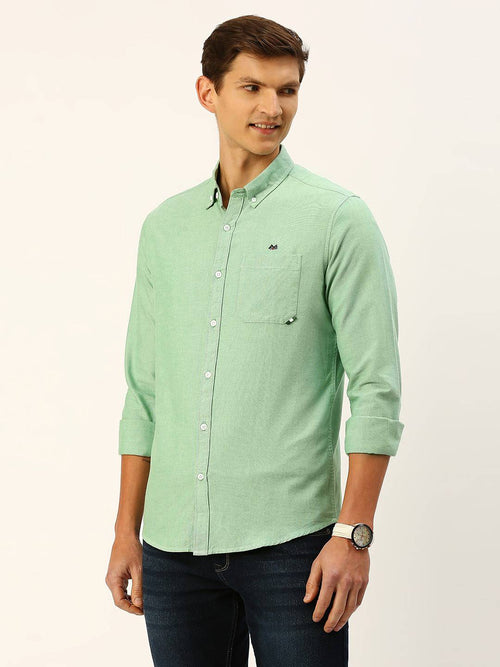 Thomas Scott Men Cotton Button-Down Collar Twill Classic Slim Fit Opaque Casual Shirt