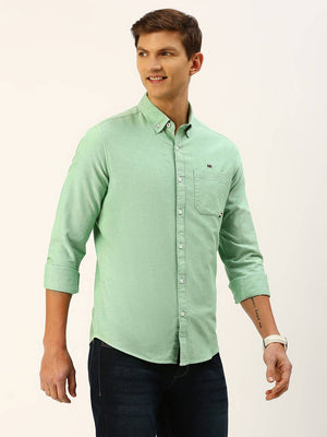 Thomas Scott Men Cotton Button-Down Collar Twill Classic Slim Fit Opaque Casual Shirt