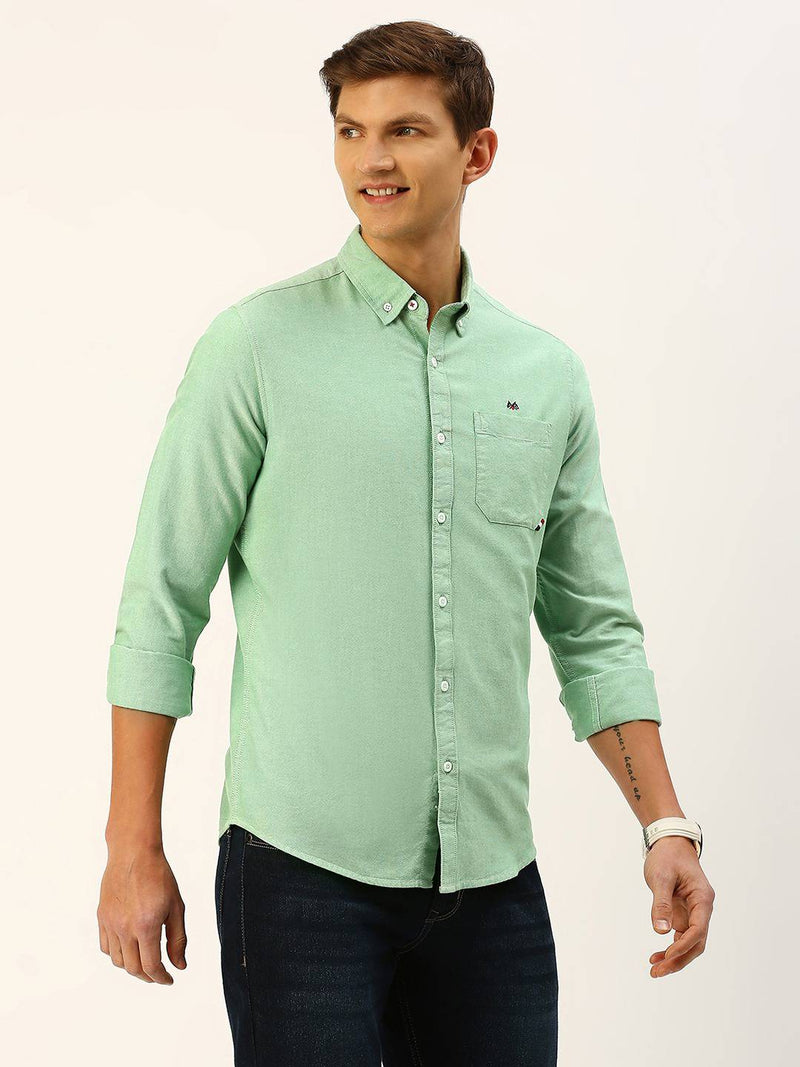 Thomas Scott Men Cotton Button-Down Collar Twill Classic Slim Fit Opaque Casual Shirt