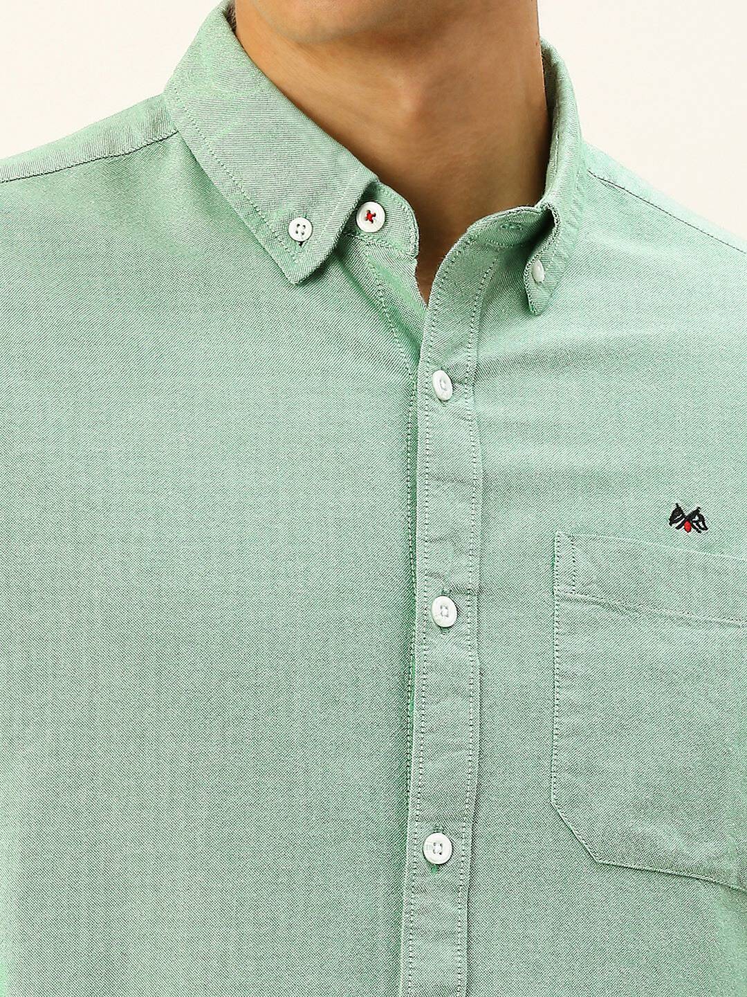 Thomas Scott Men Cotton Button-Down Collar Twill Classic Slim Fit Opaque Casual Shirt