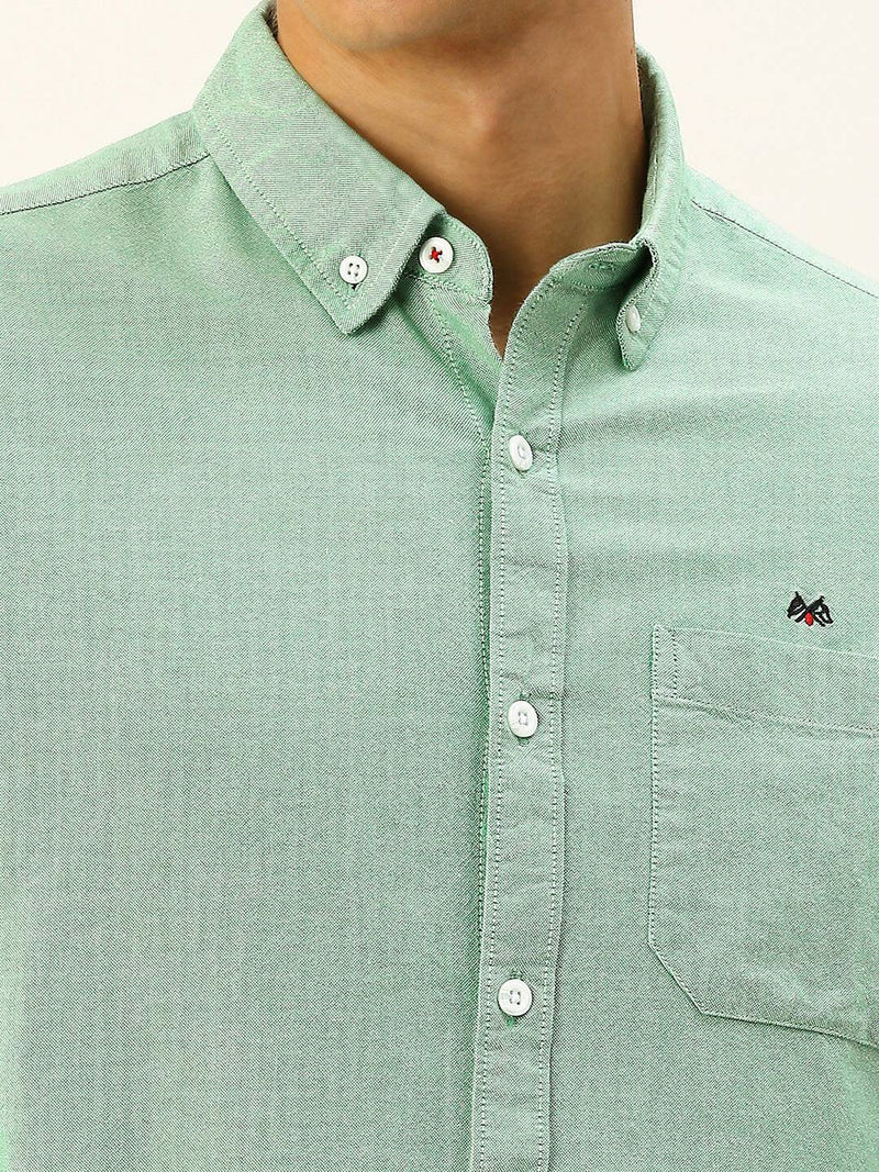 Thomas Scott Men Cotton Button-Down Collar Twill Classic Slim Fit Opaque Casual Shirt