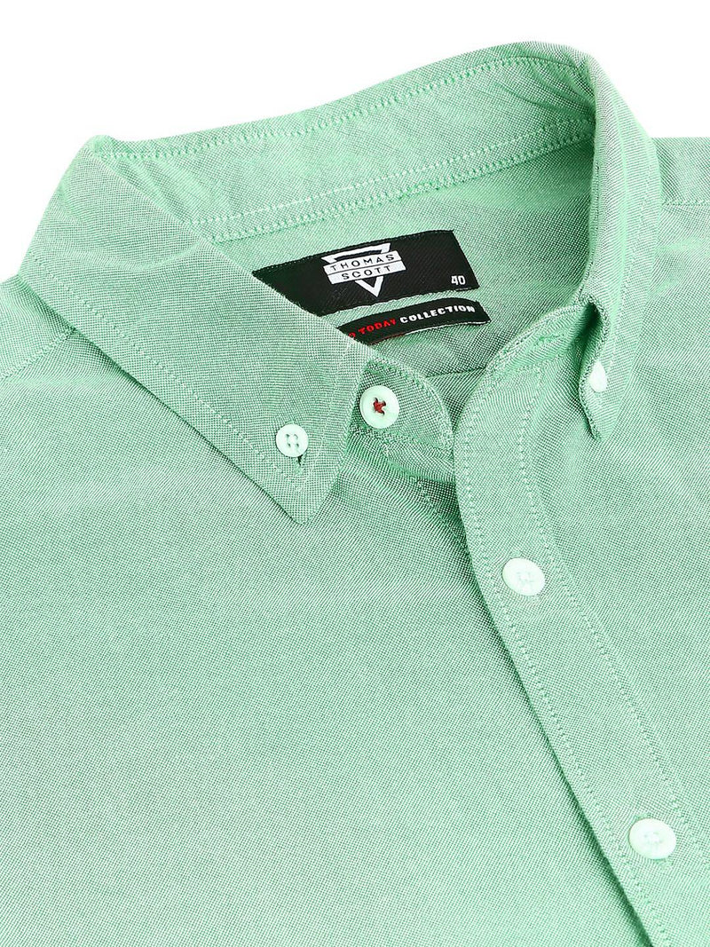 Thomas Scott Men Cotton Button-Down Collar Twill Classic Slim Fit Opaque Casual Shirt