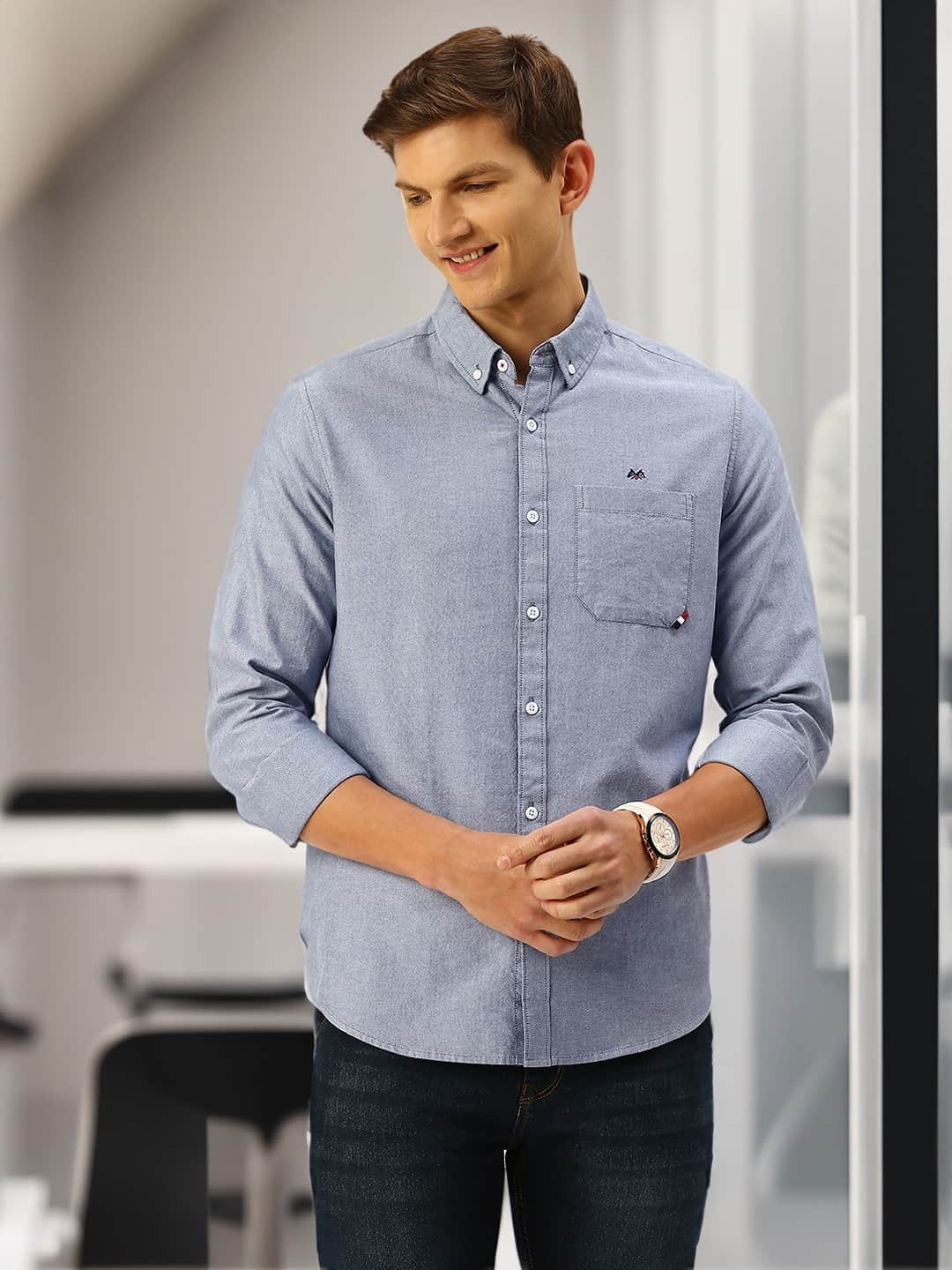 Thomas Scott Men Classic Slim Fit Pure Cotton Casual Shirt
