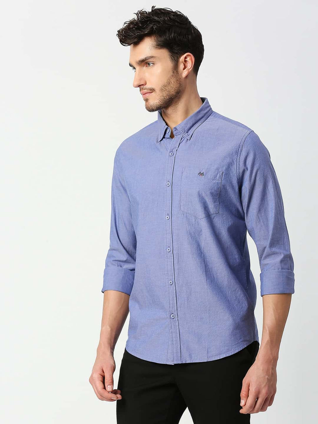 Thomas Scott Men Blue Slim Fit Casual Cotton Shirt