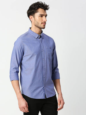 Thomas Scott Men Blue Slim Fit Casual Cotton Shirt