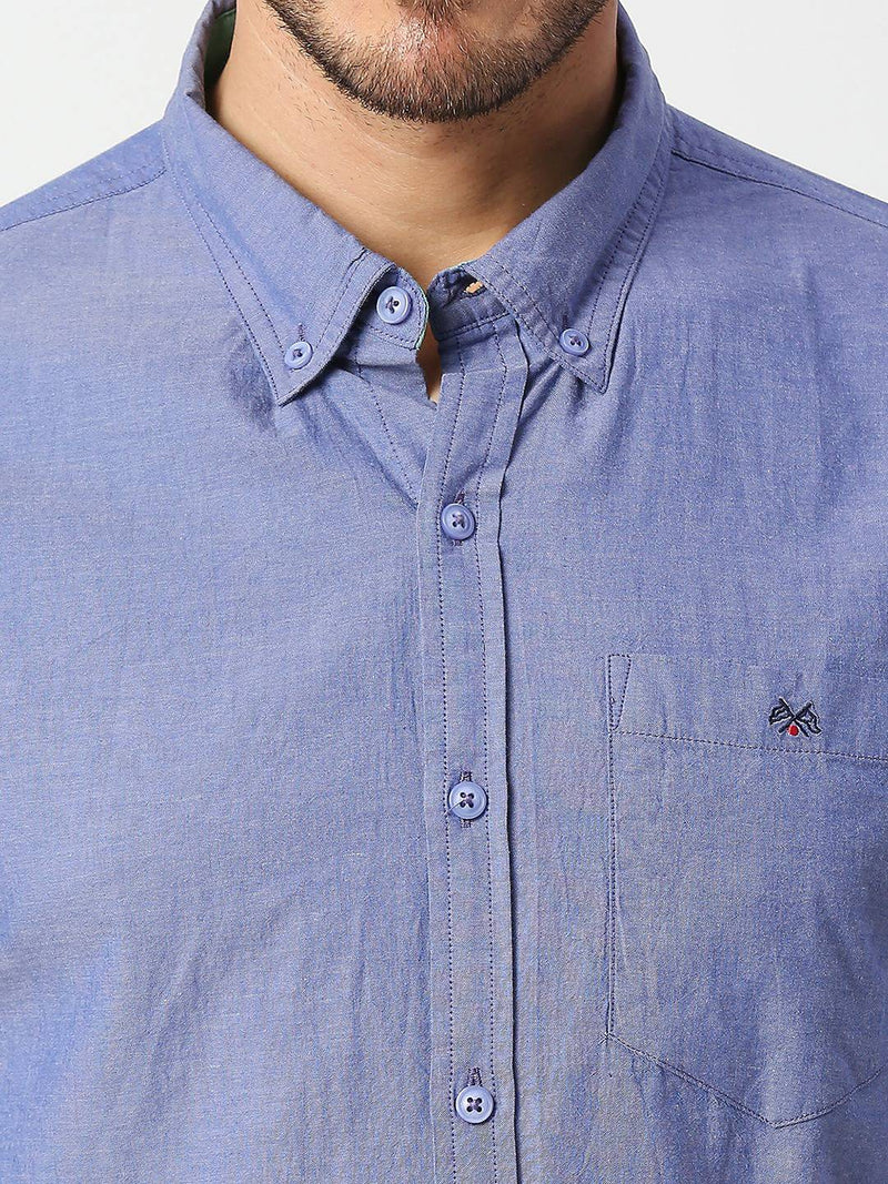 Thomas Scott Men Blue Slim Fit Casual Cotton Shirt