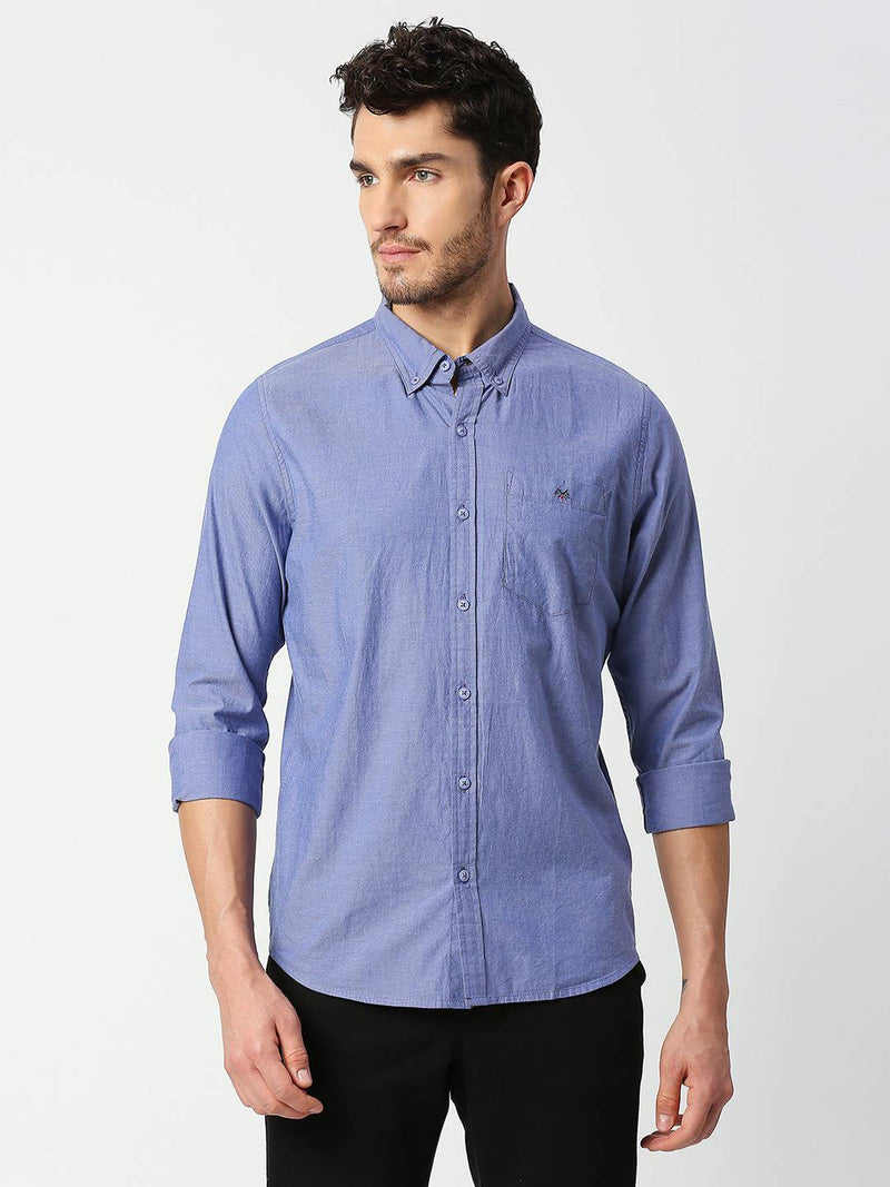 Thomas Scott Men Blue Slim Fit Casual Cotton Shirt