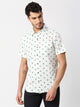 White Slim Fit Printed Pure Cotton Casual Shirt For Men