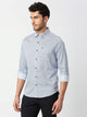 Blue Slim Fit Printed Cotton Casual Shirt For Men