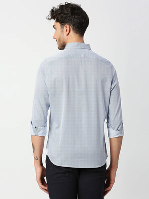 Thomas Scott Men Blue Slim Fit Printed Cotton Casual Shirt