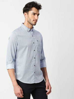 Thomas Scott Men Blue Slim Fit Printed Cotton Casual Shirt