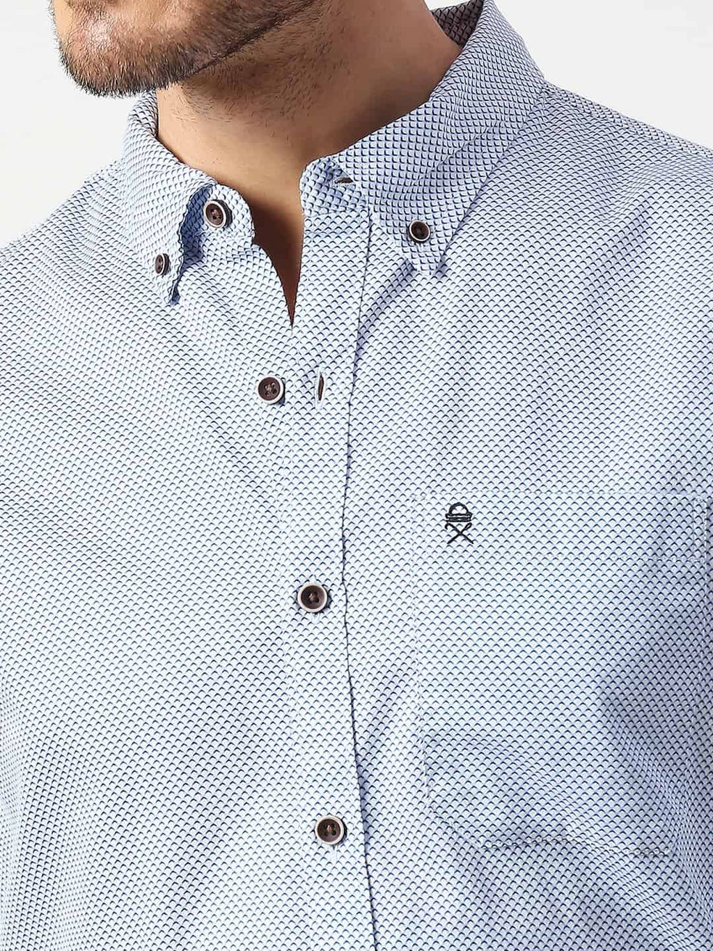 Thomas Scott Men Blue Slim Fit Printed Cotton Casual Shirt
