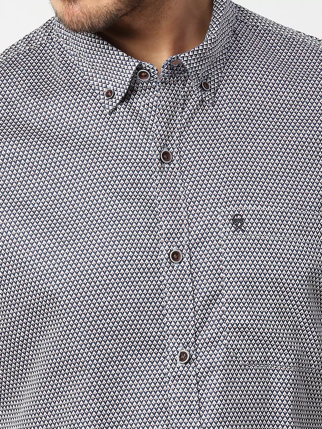 Thomas Scott Men White Slim Fit Printed Cotton Casual Shirt