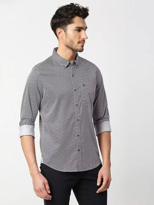 Thomas Scott Men White Slim Fit Printed Cotton Casual Shirt