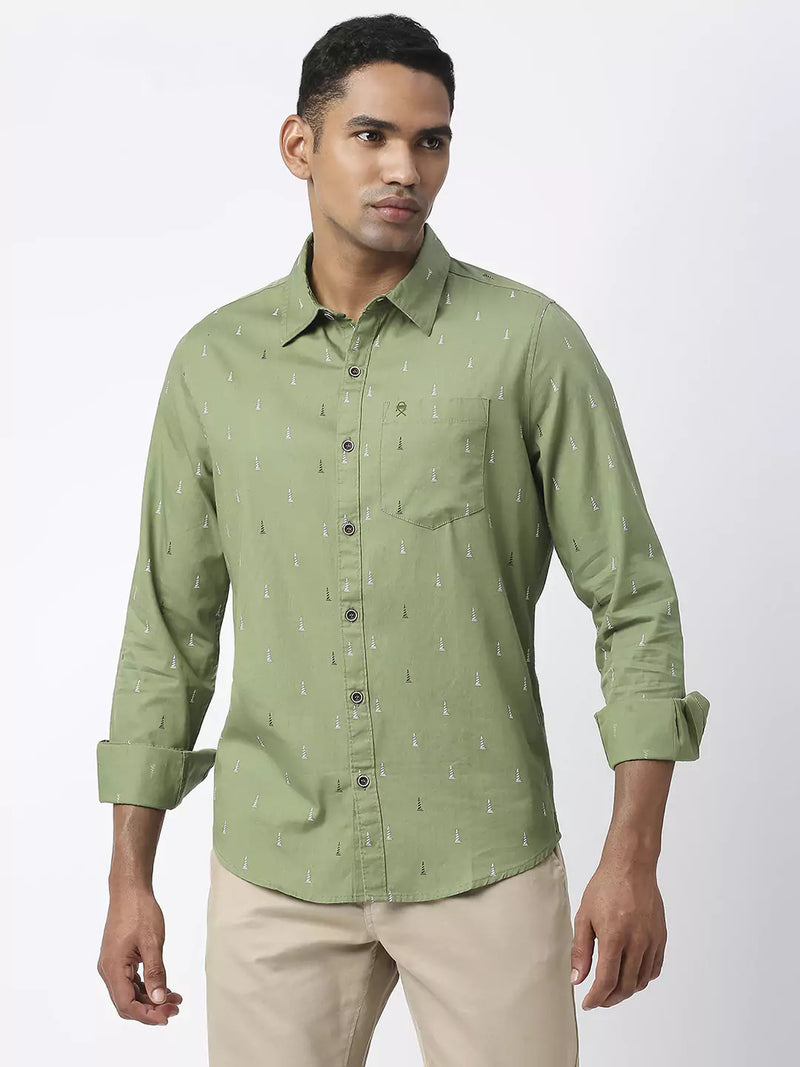 Thomas Scott Men Slim Fit Printed Casual Cotton Shirt