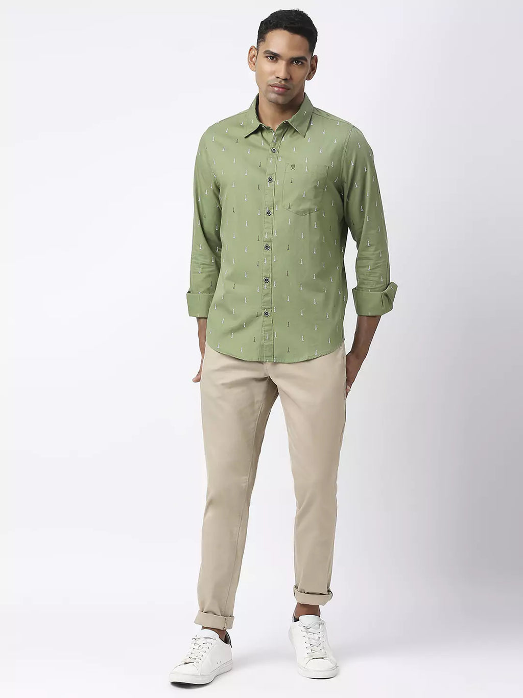 Thomas Scott Men Slim Fit Printed Casual Cotton Shirt