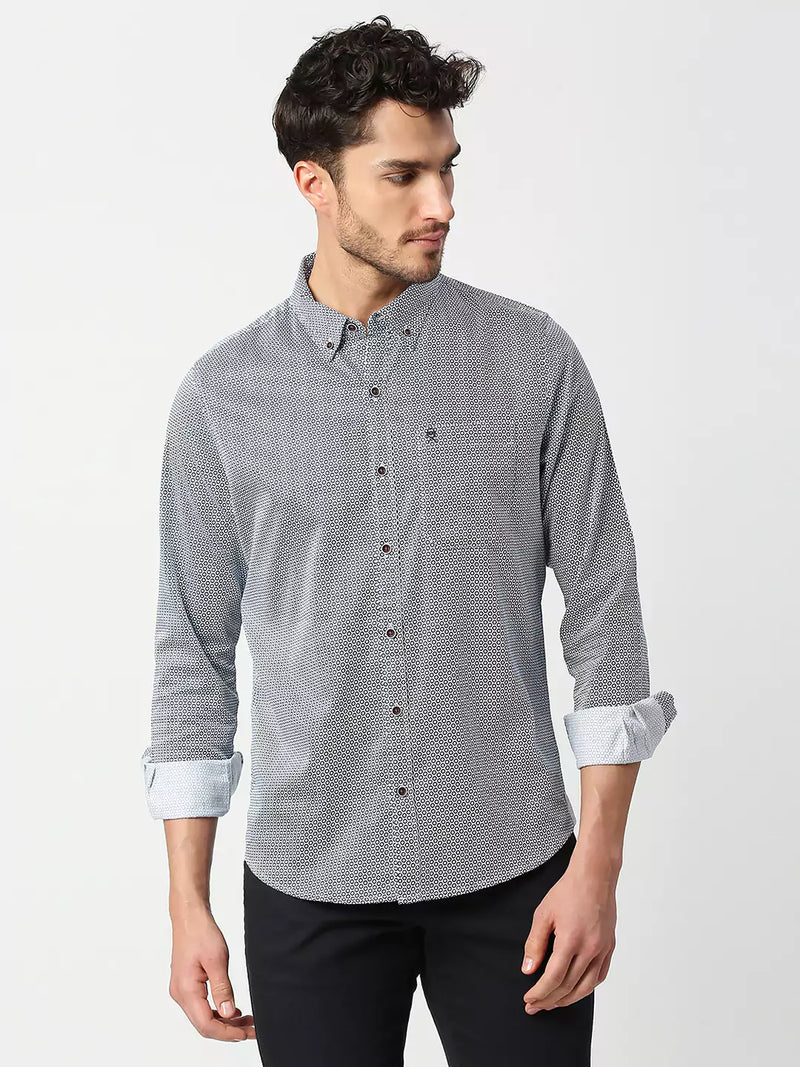 Thomas Scott Men Slim Fit Printed Casual Cotton Shirt