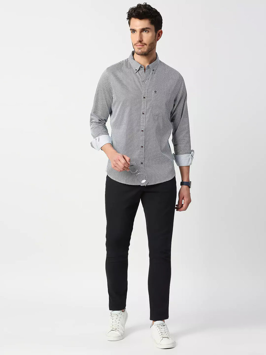 Thomas Scott Men Slim Fit Printed Casual Cotton Shirt