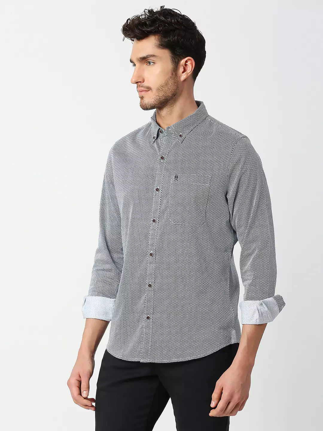 Thomas Scott Men Slim Fit Printed Casual Cotton Shirt